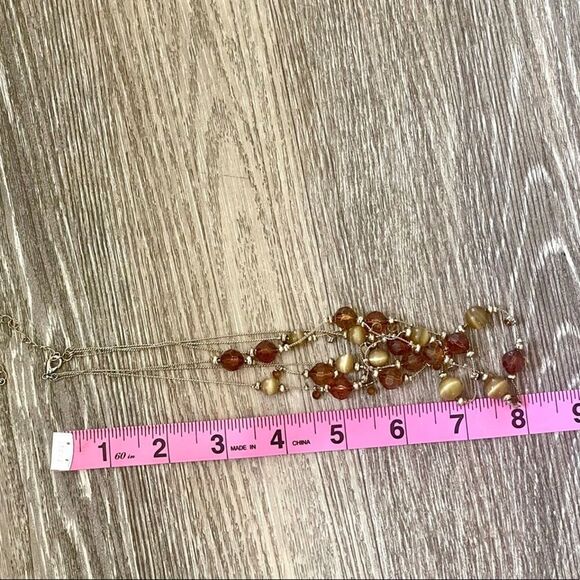 Brown beaded multi strand statement necklace - Picture 3 of 9